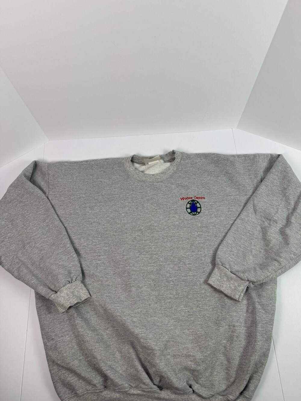Vintage Hanes Ultimate Cotton Gray Sweatshirt, Water Green Embroidery, XL